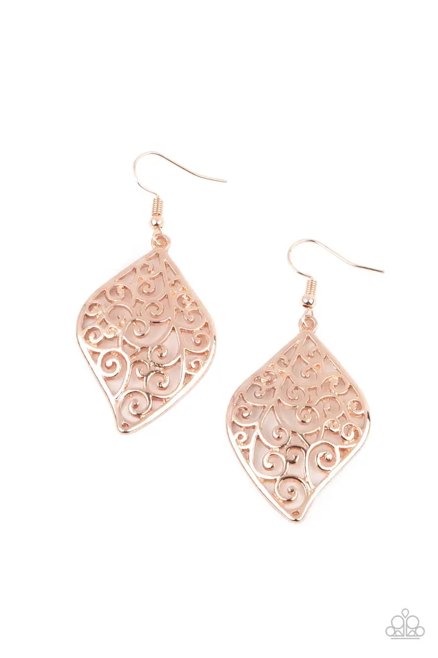Paparazzi Accessories Your Vine Or Mine Rose Gold Earrings