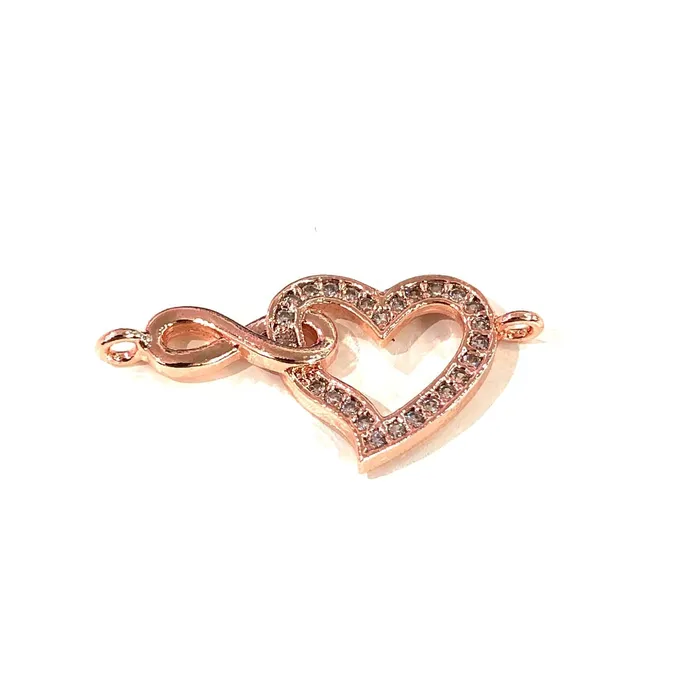 Peppy Beads Bracelets HeartInfinity Double Loop Rose Gold Plated Charms Bracelet Charms Connector Charms Peppy Beads Bracelets HeartInfinity Double Loop Rose Gold Plated Charms Bracelet Charms Connector Charms