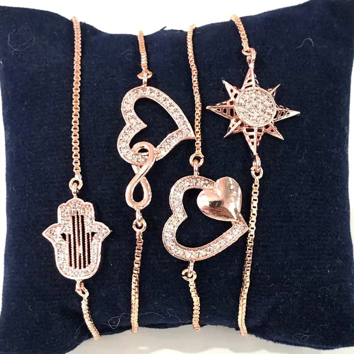 Peppy Beads Bracelets HeartInfinity Double Loop Rose Gold Plated Charms Bracelet Charms Connector Charms