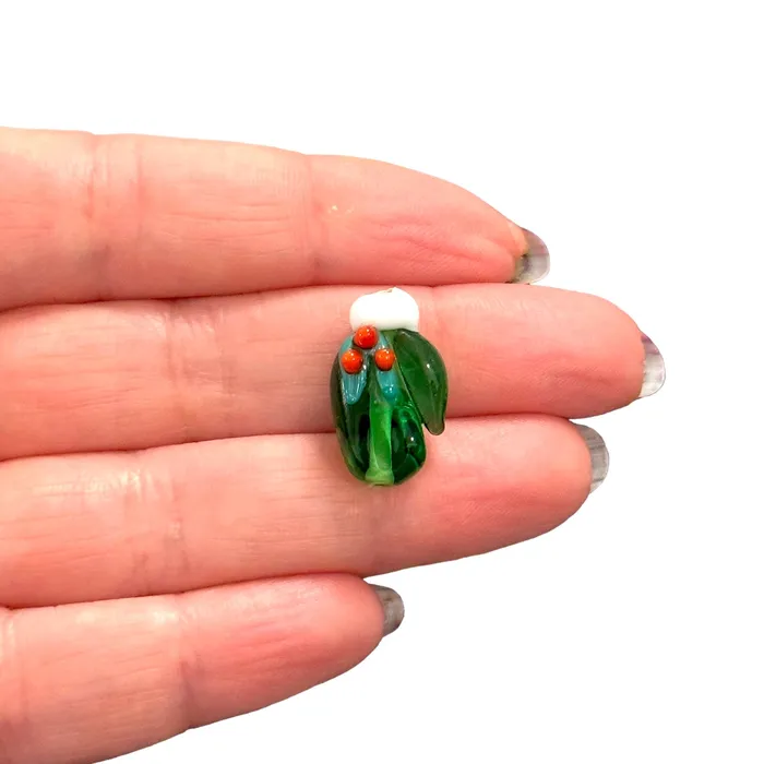 Peppy Beads Charm Necklaces Xmas Glove Hand Made Murano Glass Charm Vertical Hole Xmas Glove Charm