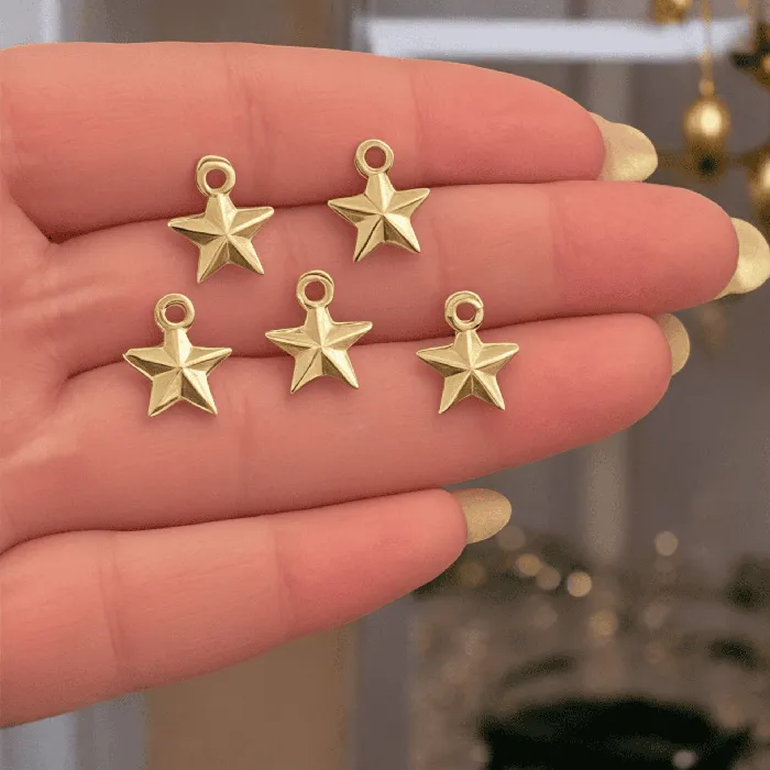 Peppy Beads Earrings 24Kt Gold Plated Christmas Star Charms 5 pcs in a pack Christmas Collection Charms