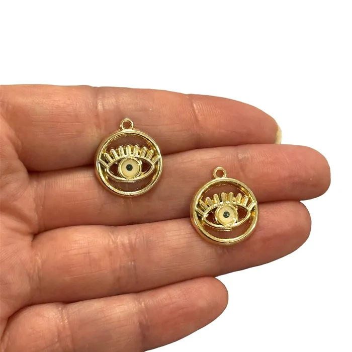 Peppy Beads Earrings 24Kt Gold Plated Eye Charms 2pcs in a pack