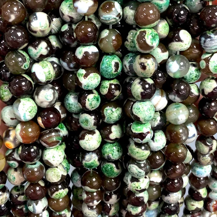 Peppy Beads Earrings Agate Gemstone Beads BrownGreen Agate smooth round 8mm 47 beads per strandBeadsGemstone BeadsNatural Gemstone