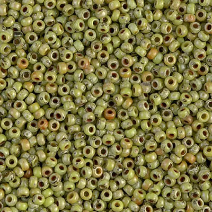 Peppy Beads Earrings Miyuki Seed Beads 60 Picasso Opaque Chartreuse 4515