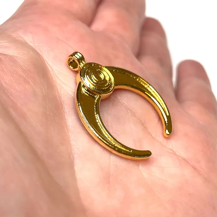 Peppy Beads Necklaces 24Kt Shiny Gold Plated Brass Crescent Pendant 31x27mm