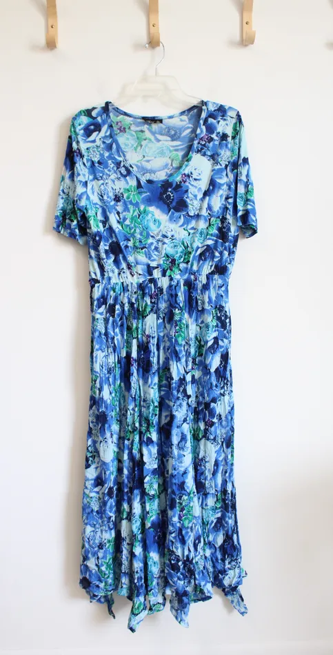 Phool Rings Phool Blue Floral Maxi Dress XL