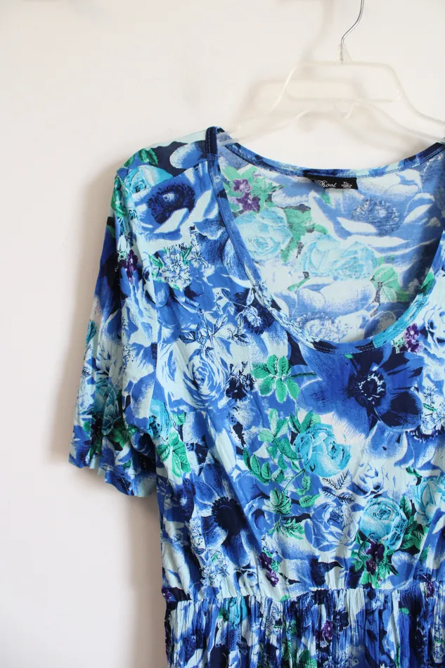 Phool Rings Phool Blue Floral Maxi Dress XL