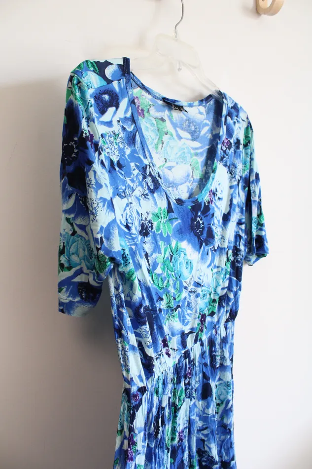 Phool Rings Phool Blue Floral Maxi Dress XL