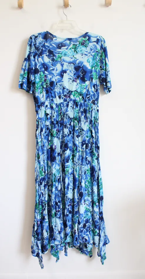 Phool Rings Phool Blue Floral Maxi Dress XL