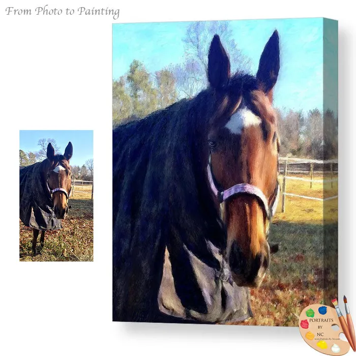Portraits by NC Earrings Horse Portraits Brown Horse Digital Portrait
