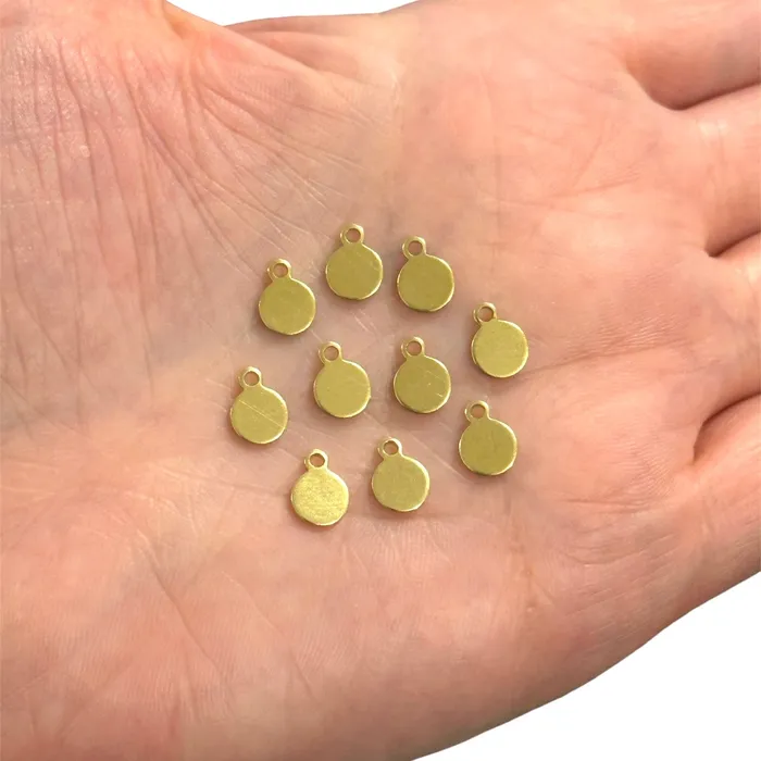 Raw Brass Round Tag Charms10 pcs in a pack Peppy Beads Earrings