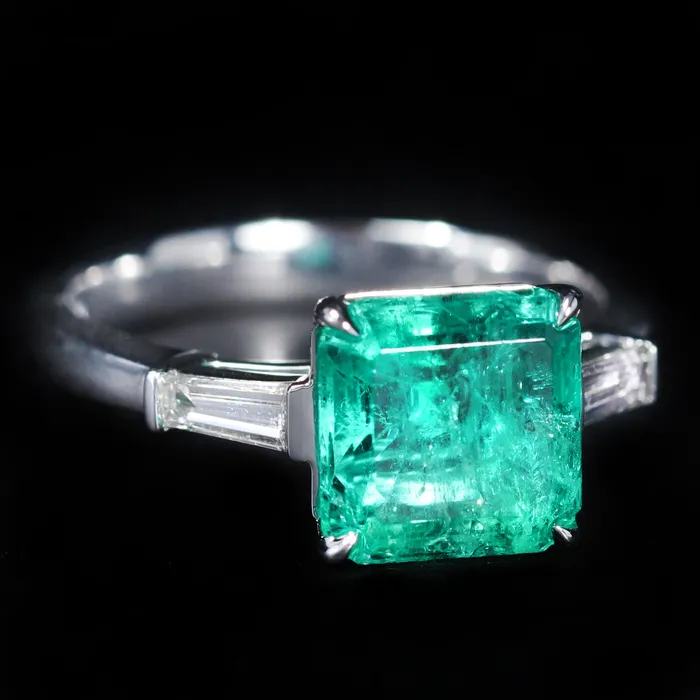 Rings 18K White Gold AGL 274 Carat Emerald and Diamond Ring BB Diamonds