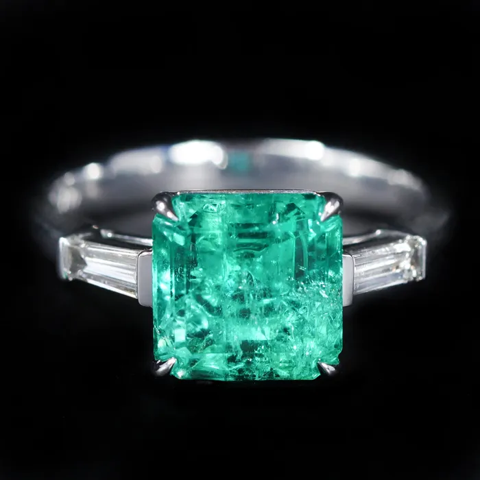 Rings 18K White Gold AGL 274 Carat Emerald and Diamond Ring BB Diamonds