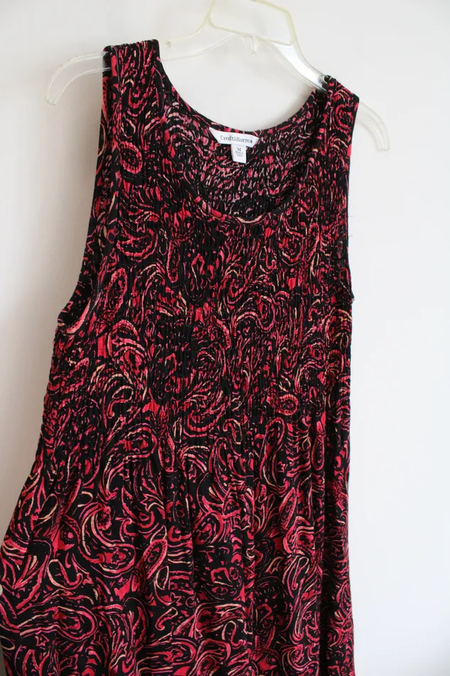 Rings Croft Barrow Croft Barrow Ruched Black Red Patterned Dress M