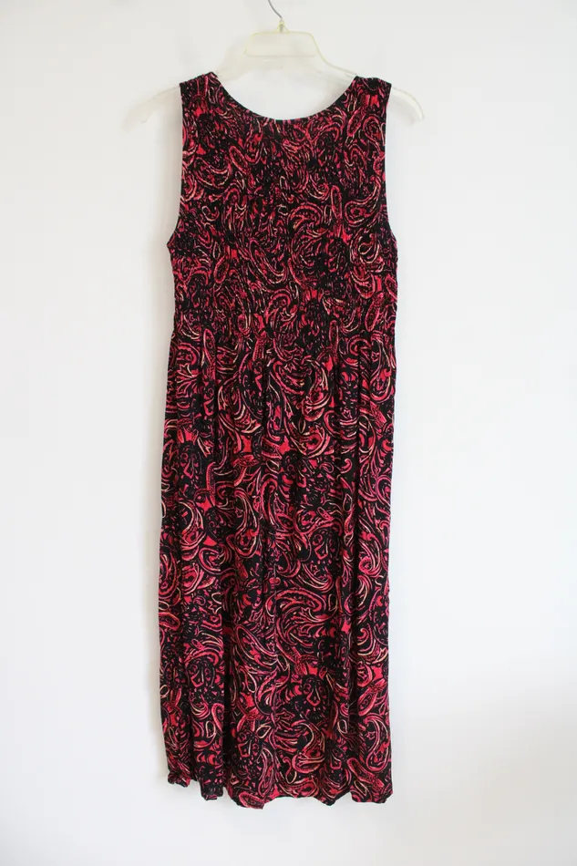 Rings Croft Barrow Croft Barrow Ruched Black Red Patterned Dress M