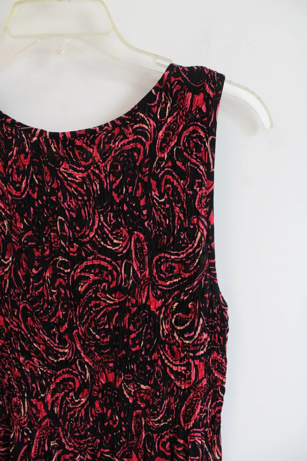 Rings Croft Barrow Croft Barrow Ruched Black Red Patterned Dress M