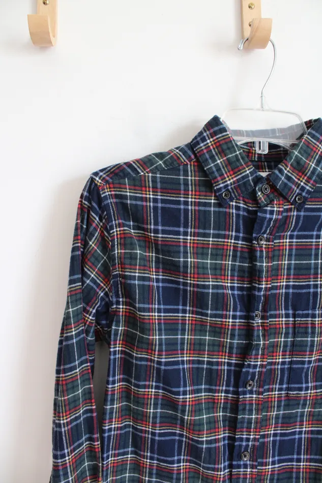 Rings Goodfellow Goodfellow Blue Green Tartan Button Down Cotton Shirt S