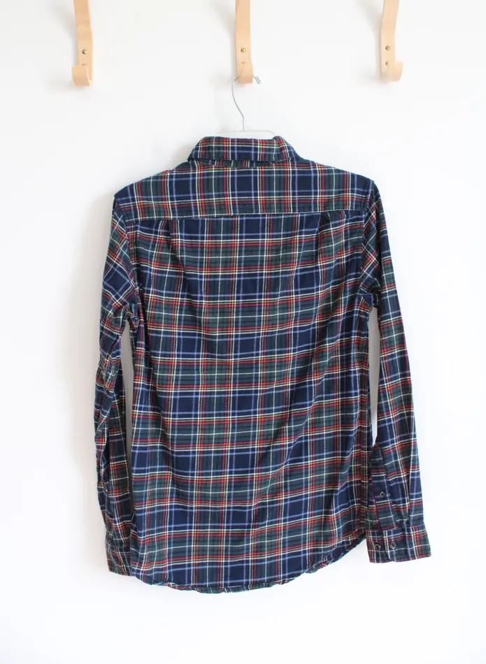 Rings Goodfellow Goodfellow Blue Green Tartan Button Down Cotton Shirt S
