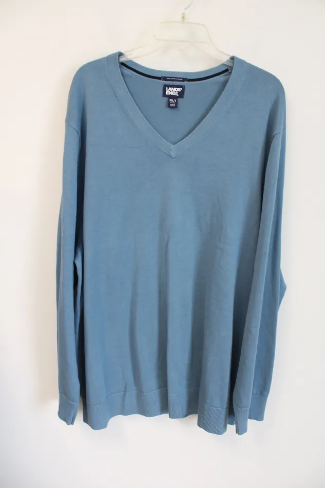 Rings Lands End Blue VNeck Sweater 3XL Tall Lands End