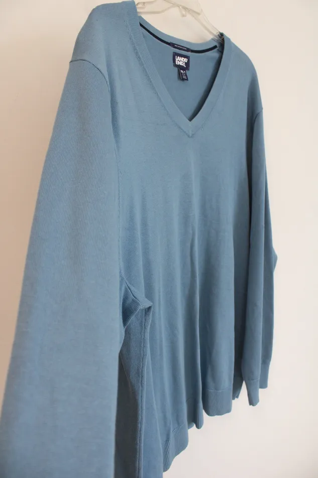 Rings Lands End Blue VNeck Sweater 3XL Tall Lands End