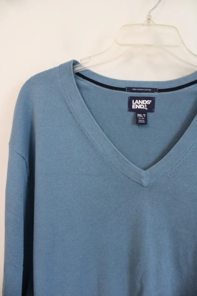 Rings Lands End Blue VNeck Sweater 3XL Tall Lands End