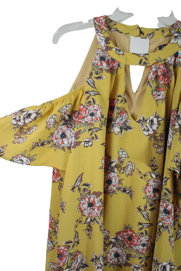 Rings Lily Rose Lily Rose Yellow Floral Cold Shoulder Dress S