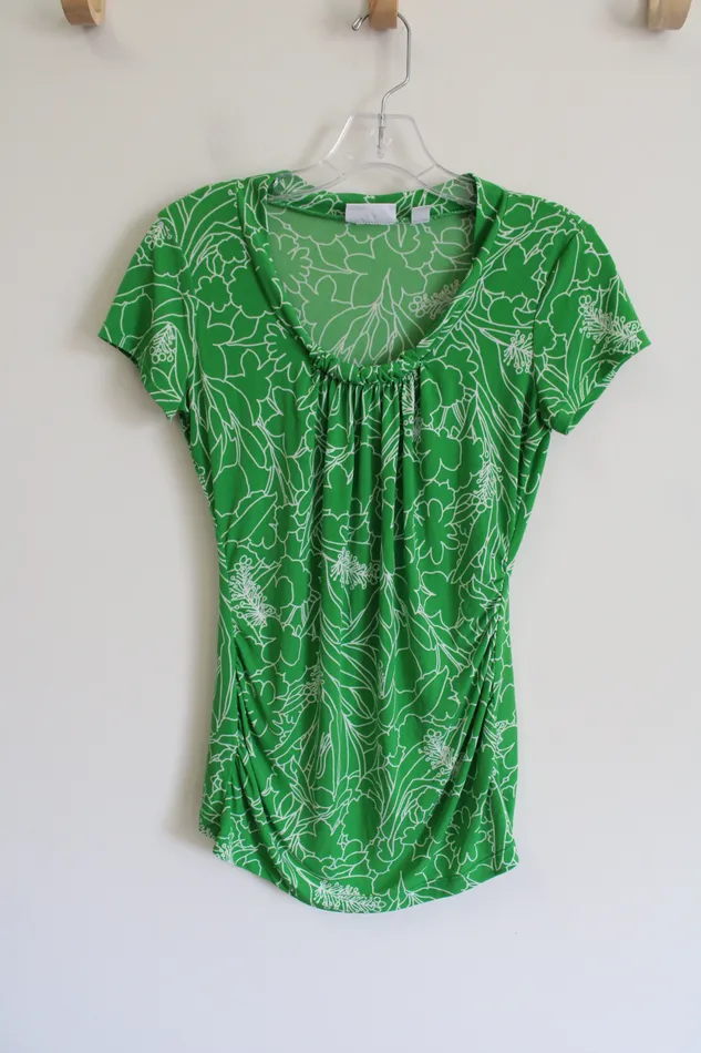 Rings New York Company New York Co Stretch Green Floral Top XS