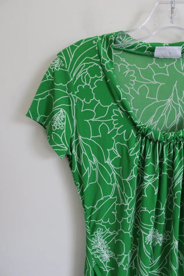 Rings New York Company New York Co Stretch Green Floral Top XS