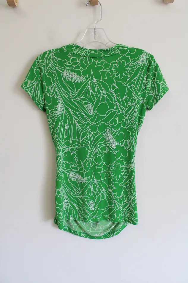 Rings New York Company New York Co Stretch Green Floral Top XS