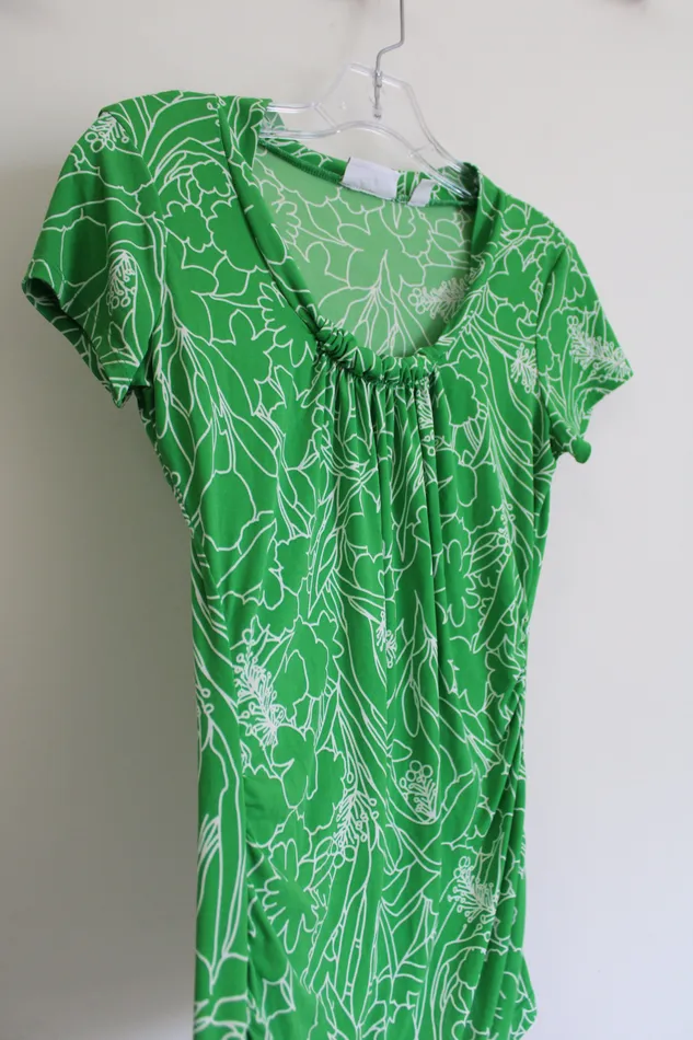Rings New York Company New York Co Stretch Green Floral Top XS