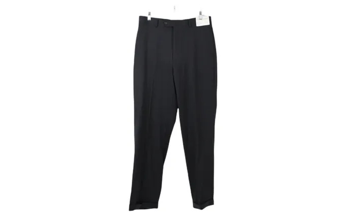 Rings Pronto Uomo Pronto Uomo Flat Front Black Wool Dress Pants 34