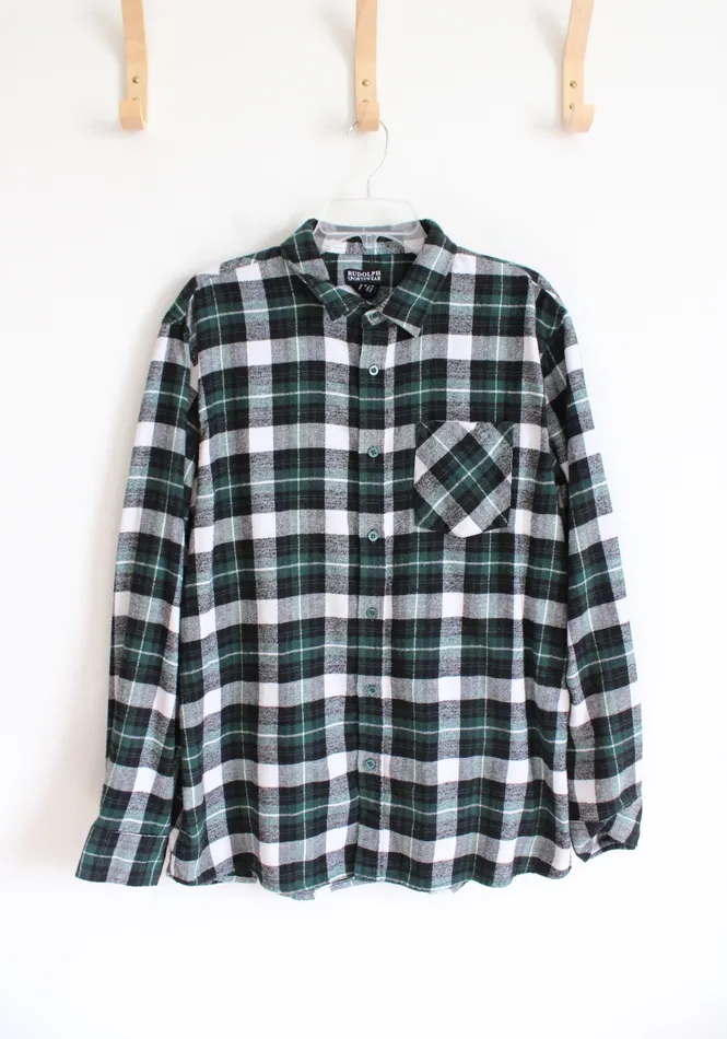Rings Rudolph Sportswear Rudolph Sportswear Green Black White Plaid Button Down Flannel XL Rings Rudolph Sportswear Rudolph Sportswear Green Black White Plaid Button Down Flannel XL