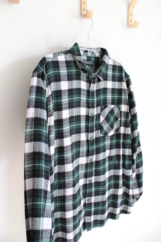 Rings Rudolph Sportswear Rudolph Sportswear Green Black White Plaid Button Down Flannel XL