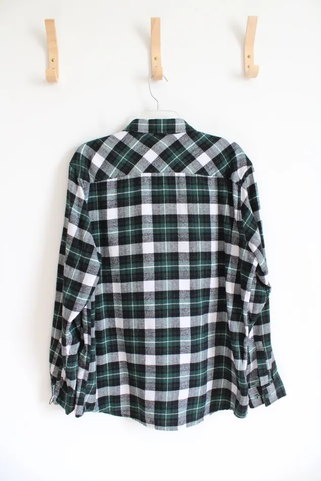 Rings Rudolph Sportswear Rudolph Sportswear Green Black White Plaid Button Down Flannel XL