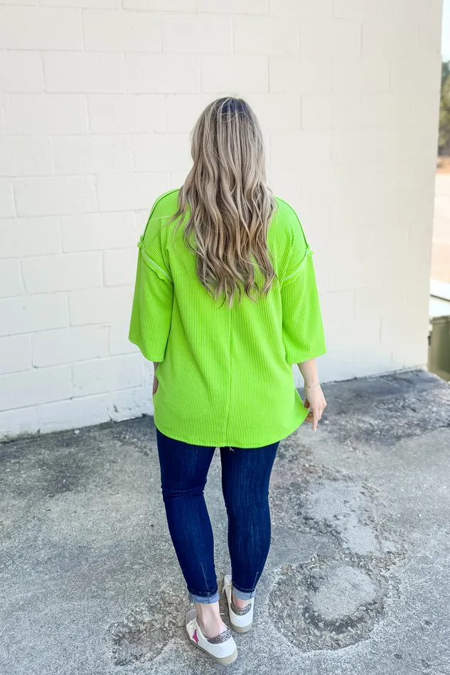 Rings Sew In Love Set Me Free Oversized Tunic Top Neon Lime