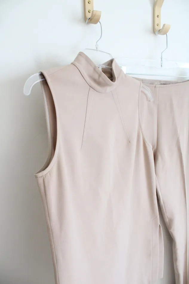 Rings Trina Turk Trina Turk Tan TwoPiece Jaya Tunic Mock Neck Top Pant Set 2