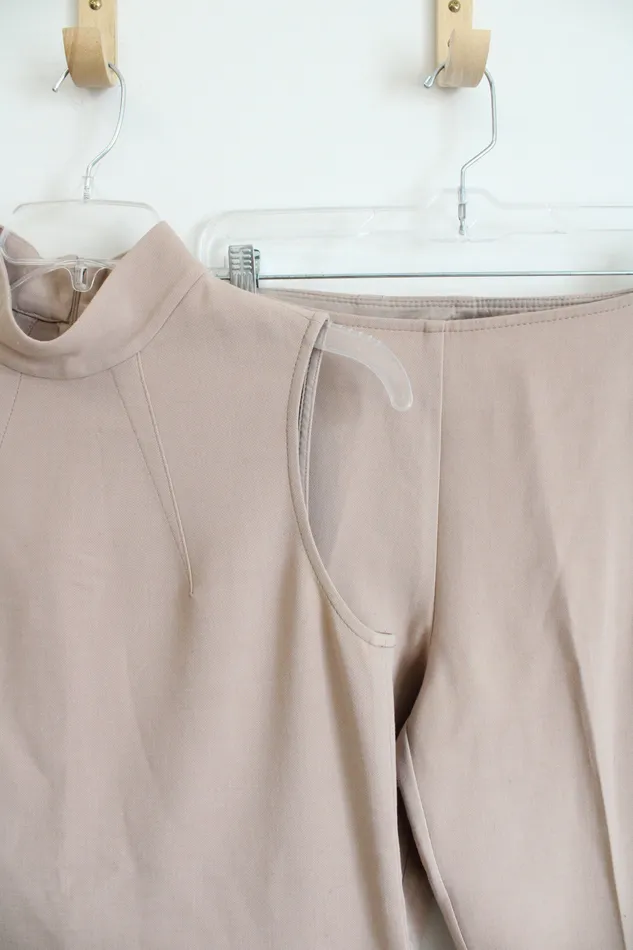 Rings Trina Turk Trina Turk Tan TwoPiece Jaya Tunic Mock Neck Top Pant Set 2