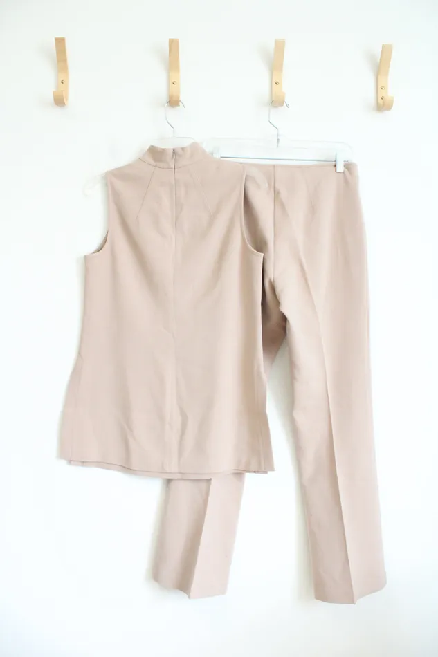Rings Trina Turk Trina Turk Tan TwoPiece Jaya Tunic Mock Neck Top Pant Set 2