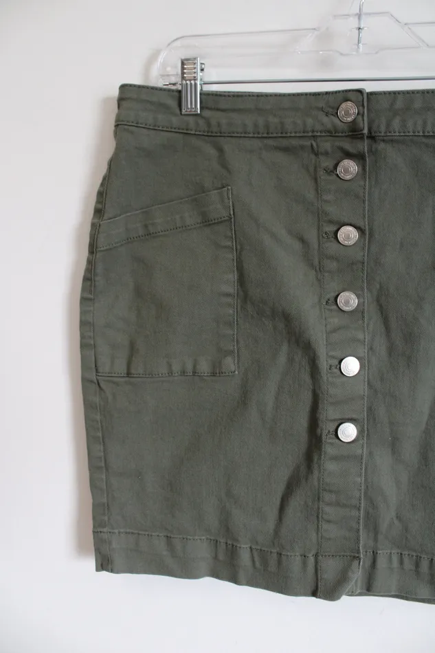 Roebuck Co Earrings Roebuck Co Green Denim Button Down Mini Skirt 12