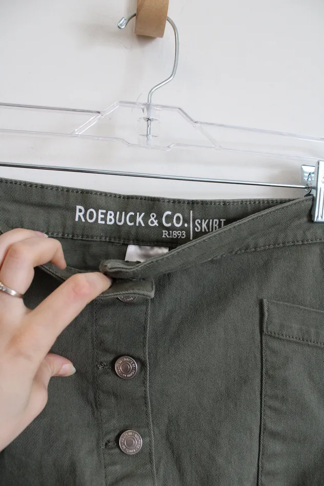 Roebuck Co Earrings Roebuck Co Green Denim Button Down Mini Skirt 12
