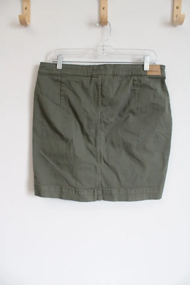 Roebuck Co Earrings Roebuck Co Green Denim Button Down Mini Skirt 12