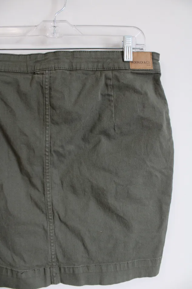 Roebuck Co Earrings Roebuck Co Green Denim Button Down Mini Skirt 12