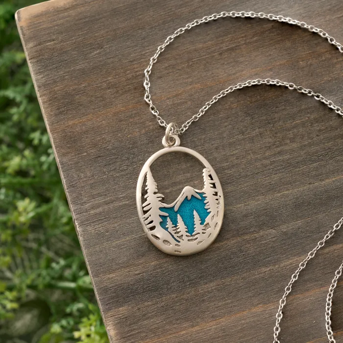 Snowy Forest Mountain Necklace Chadds Ford Jewelry Necklaces