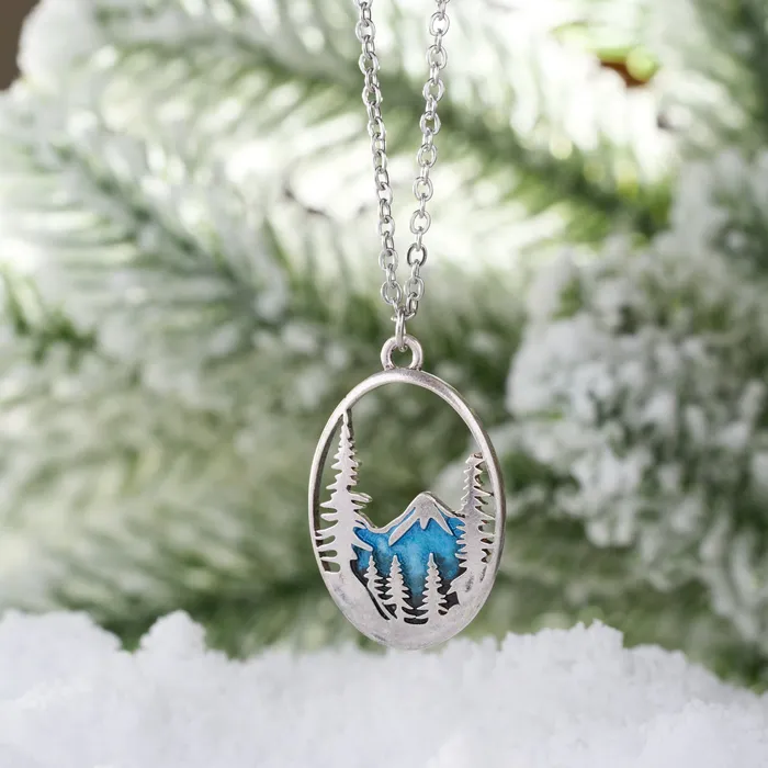 Snowy Forest Mountain Necklace Chadds Ford Jewelry Necklaces