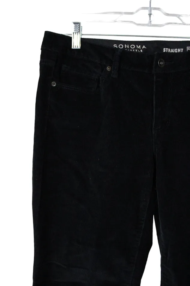 Sonoma Rings Sonoma Straight Black Corduroy Pants 10 Petite