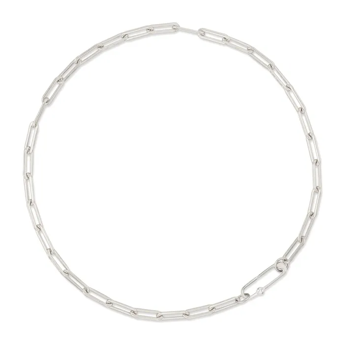Sterling Silver Chain Large Diamond Clasp Necklace RACHEL LYNN CHICAGO Necklaces Sterling Silver Chain Large Diamond Clasp Necklace RACHEL LYNN CHICAGO Necklaces
