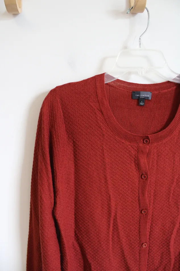 The Limited Earrings The Limited Terracotta Button Down Wool Blend Cardigan L