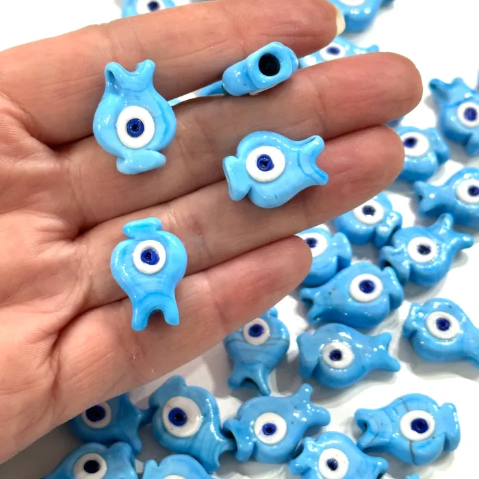 Turkish Artisan Hand Made Glass Blue Fish Charms Assorted 3 pcs in a pack Peppy Beads Earrings Turkish Artisan Hand Made Glass Blue Fish Charms Assorted 3 pcs in a pack Peppy Beads Earrings