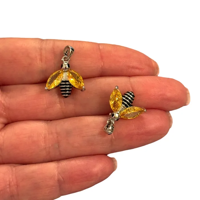 Waterproof Stainless Steel CZ Bumblebee Charm With Bail Peppy Beads Bracelets