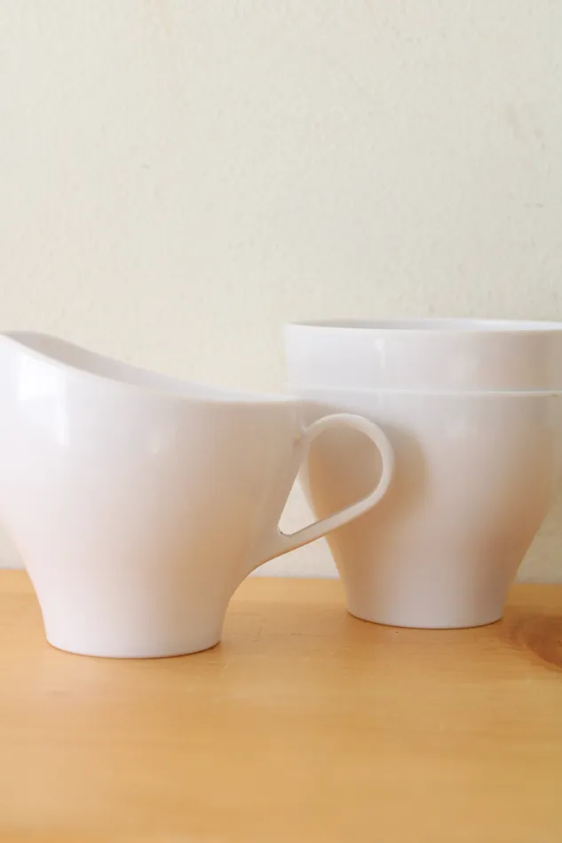 Watertown Lifetime Rings Watertown Lifetime Ware White Plastic Creamer Pourer Cup Sugar Dish